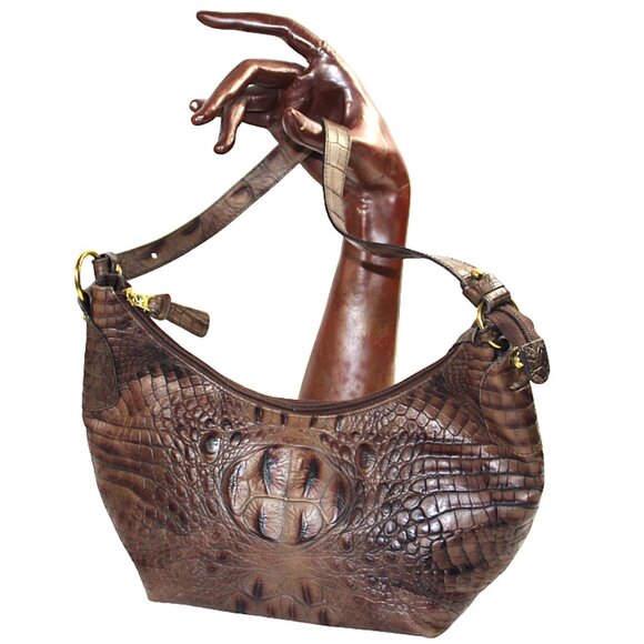 Brahmin Crocodile Cashew Melbourne Leather Shoulder Bag - Picture 5 of 11